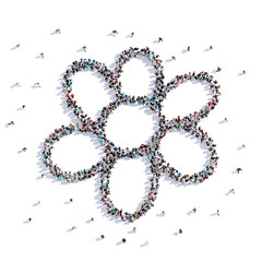 A lot of people form flower, children's drawing