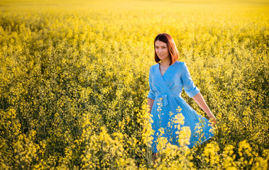 Fototapeta premium Beautiful girl. Summer nature.