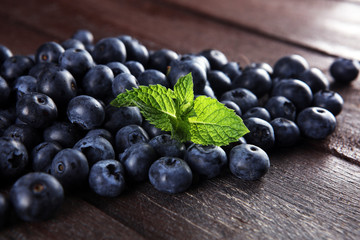 Blueberries  on a rustic table, Healthy eating and nutrition concept.