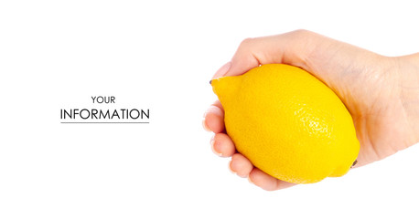 Lemon in hand pattern on a white background isolation