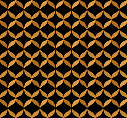 Abstract Golden Leaves Seamless Art Deco Pattern. Stylish antique background.