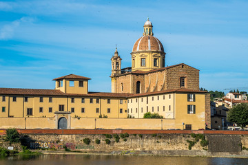 Fototapeta na wymiar The Church of San Frediano and the Arno River, Florence, Italy