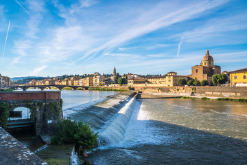 The Church of San Frediano and the Arno River spillway, Florence, Italy
