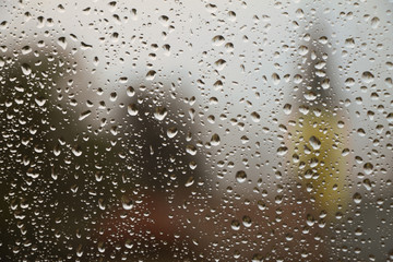 Rain drops on window glass