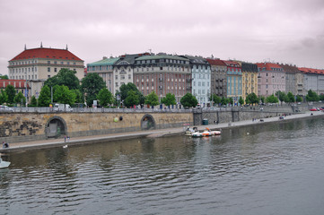 Naklejka premium The buildings on the banks of the Vltava River. Prague. Czech Republic