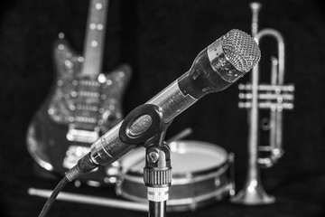 Old microphone. Mic or mike was professionaly used in sixties of the twentieth century in radio...