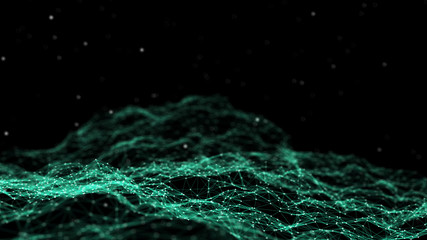 Network connection dots and lines. Technology background. Plexus. Big data background. Green. 3d rendering.