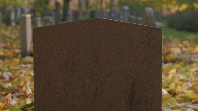Blank tombstone at cemetery, close-up