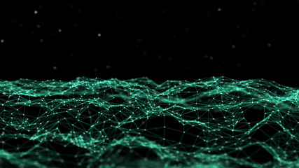 Network connection dots and lines. Technology background. Plexus. Big data background. Green. 3d...