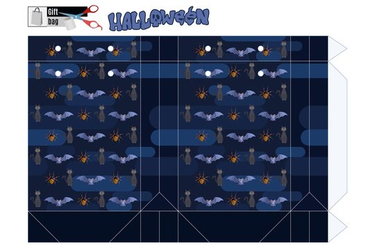 A great package for a Halloween sale. On a blue background, mystical animals. template for printing.Stock vector image