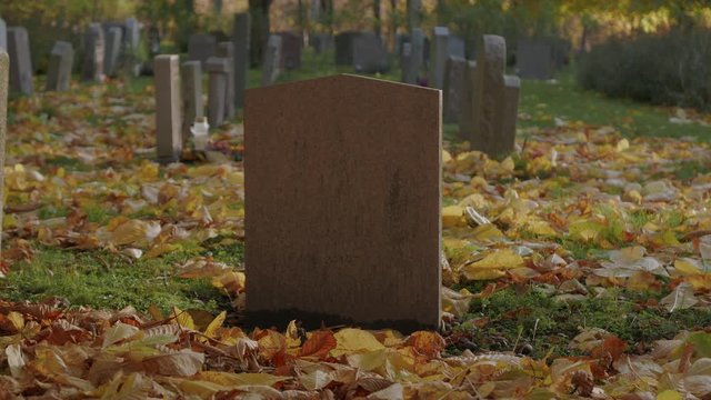 Blank tombstone at cemetery