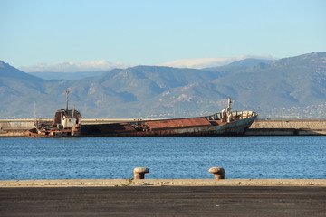 Epave de bateau, Cagliari, Sardaigne, Italie