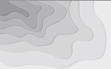 Paper art cartoon abstract waves, holes. Paper carve background. Modern origami design template for banner, invitation, poster or web site design. Vector illustration