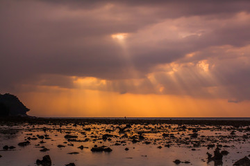 Obraz premium Light through the clouds sea Nai Yang Beach Phuket Thailand