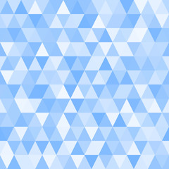 Seamless Triangle Vector Pattern with Random Tints of Blue. Geometric Low-Poly Background. Polygonal Faceted Mosaic Texture for Web, Mobile Interfaces or Print Design. Repeating Tile Swatch Included