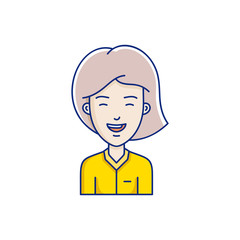Vector illustration of woman face in cartoon linear style.