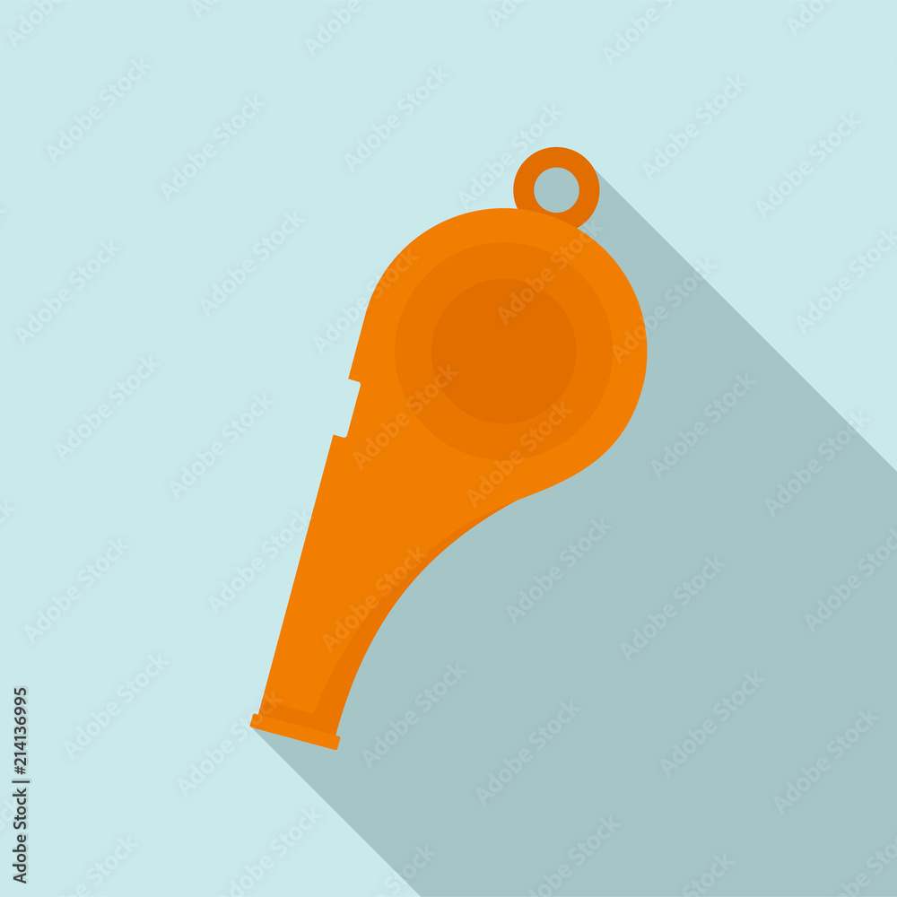 Poster orange whistle icon. flat illustration of orange whistle vector icon for web design