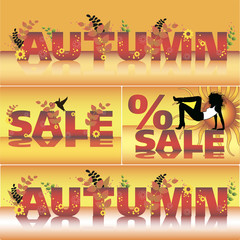 Set of autumn vector sale poster design template. Fall sale design