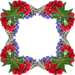 Very attractive floral pattern of carnations and lupine