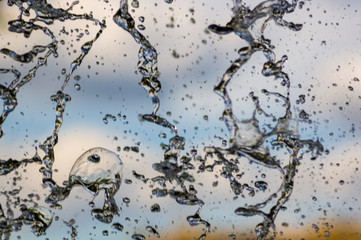 transparent falling water flows