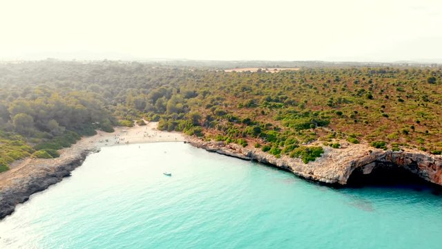 A 4k shot, made in the beautiful Cala Varques bay in Mallorca island (Spain). The shot was made with DJI Mavic Air.