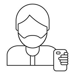 Hipster man take selfie icon. Outline hipster man take selfie vector icon for web design isolated on white background
