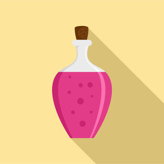 Potion pink bottle icon. Flat illustration of potion pink bottle vector icon for web design