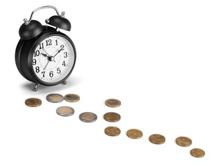 Fototapeta na wymiar Alarm Clock with Coins