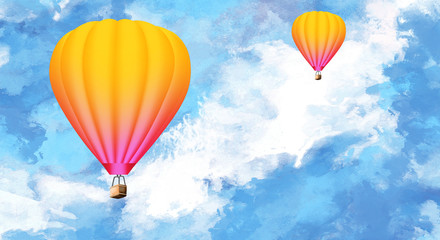 Fototapeta na wymiar Aerial flying balloons in abstract sky