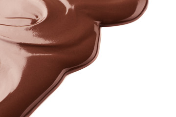 Tasty melted chocolate on white background