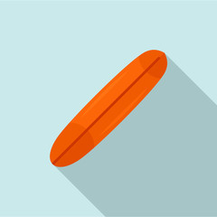 Orange surfboard icon. Flat illustration of orange surfboard vector icon for web design