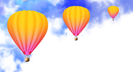 Aerial flying balloons in abstract sky