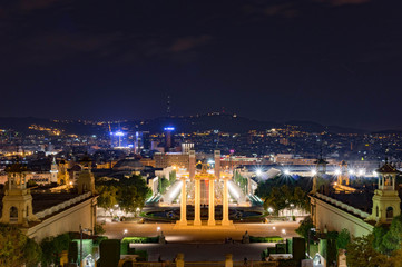 Fototapeta na wymiar View of Barcelona at night from Monjuic