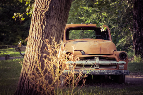 old yellow pickup