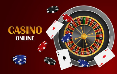 Red casino online concept background. Realistic illustration of red casino online vector concept background for web design