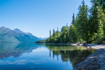 Fototapeta na wymiar Reflections in St Mary Lake - Glacier National Park