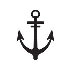 Anchor icon, black isolated on white background, vector illustration.