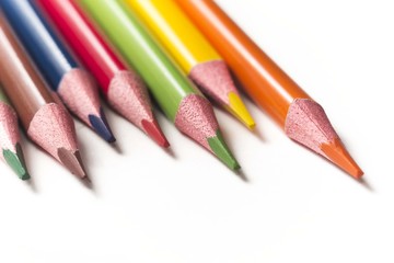 draw pencils. colorful wooden crayons isolated on white