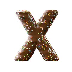 chocolate letter X Isolated on white background