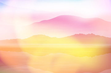 Fototapeta na wymiar Summer background with sea and mountain. Sunset time. EPS10 vector.
