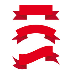 Red ribbon vector set