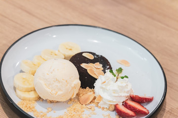 Homemade Organic Vanilla Ice Cream with Mint.