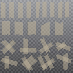 Set of realistic adhesive tapes on transparent background. Vector.