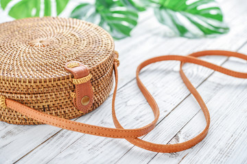 Fashionable handmade natural organic rattan bag