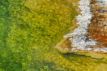 Yellowstone Hot Springs Green and Golden Color