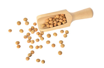 Top view of Soybeans  isolated on the white background