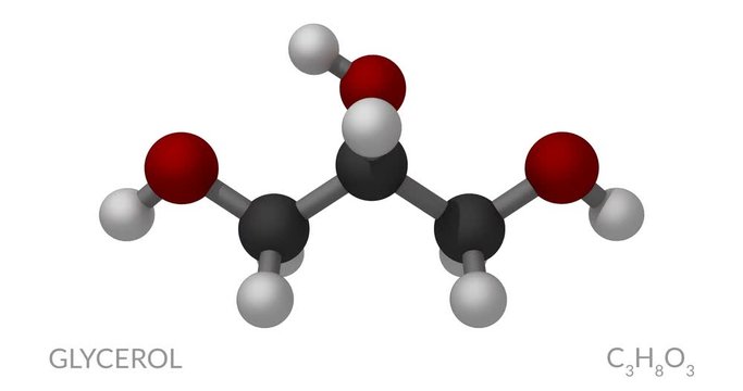 Glycerol molecule, rotating seamless loop, 3d animation, 4k 30fps