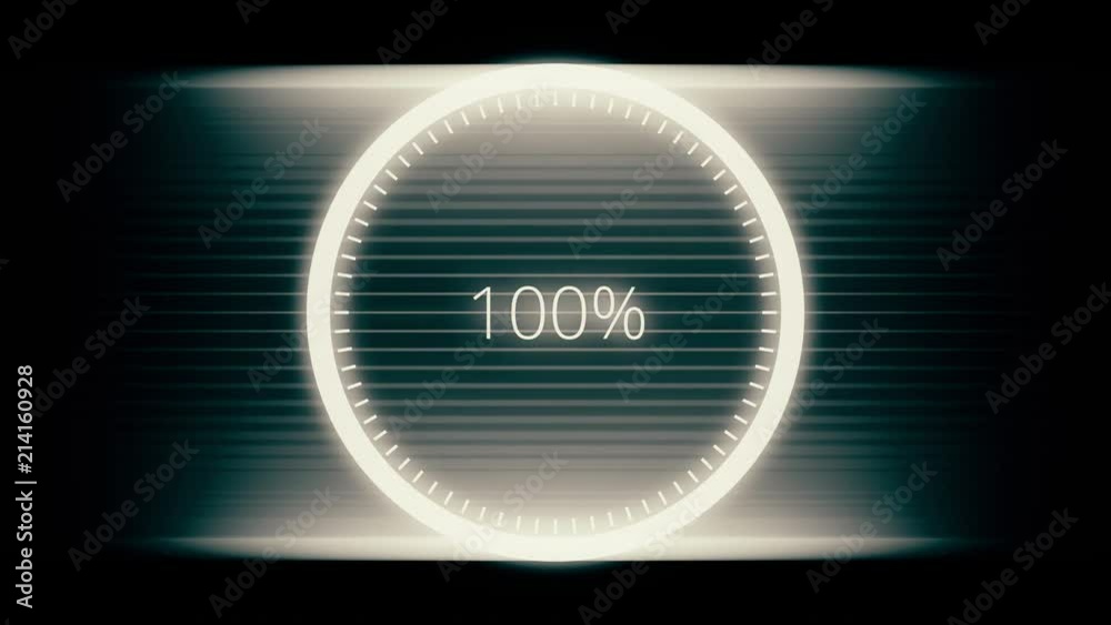 Poster downloading and uploading process animation with percentage. science futuristic loading circle ring.