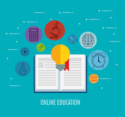 on line education set icons vector illustration design