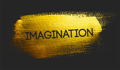 Imagination Text on Golden Brush Dark Background © natanaelginting